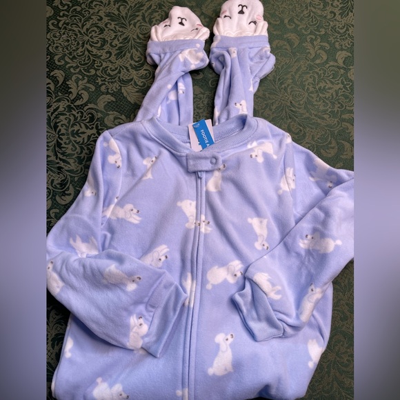 NWt 24m 5t 4t 3t 2t 18m poodle doodles dog feet blu sleeper footie pajamas match - Picture 1 of 4
